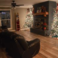 Updated fireplace with christmas trees